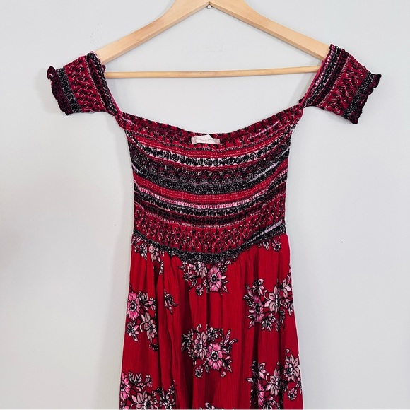 Altar’d State High Low Red Floral Off Shoulder Dress Size Small - Picture 2 of 9